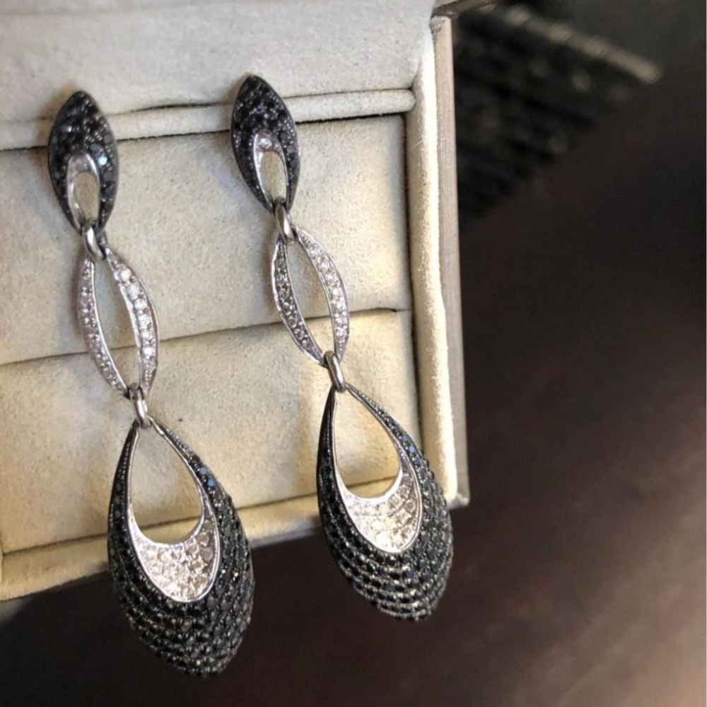 COPY - Macy’s Diamond Drop Earrings (2 ct t.w.) 14K White Gold Black and White